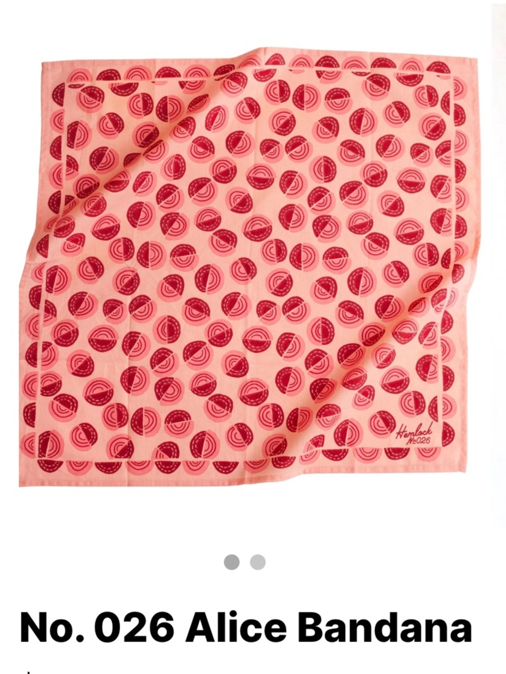 Hemlock Handker bandana, style “Alice” peach, pink, coral